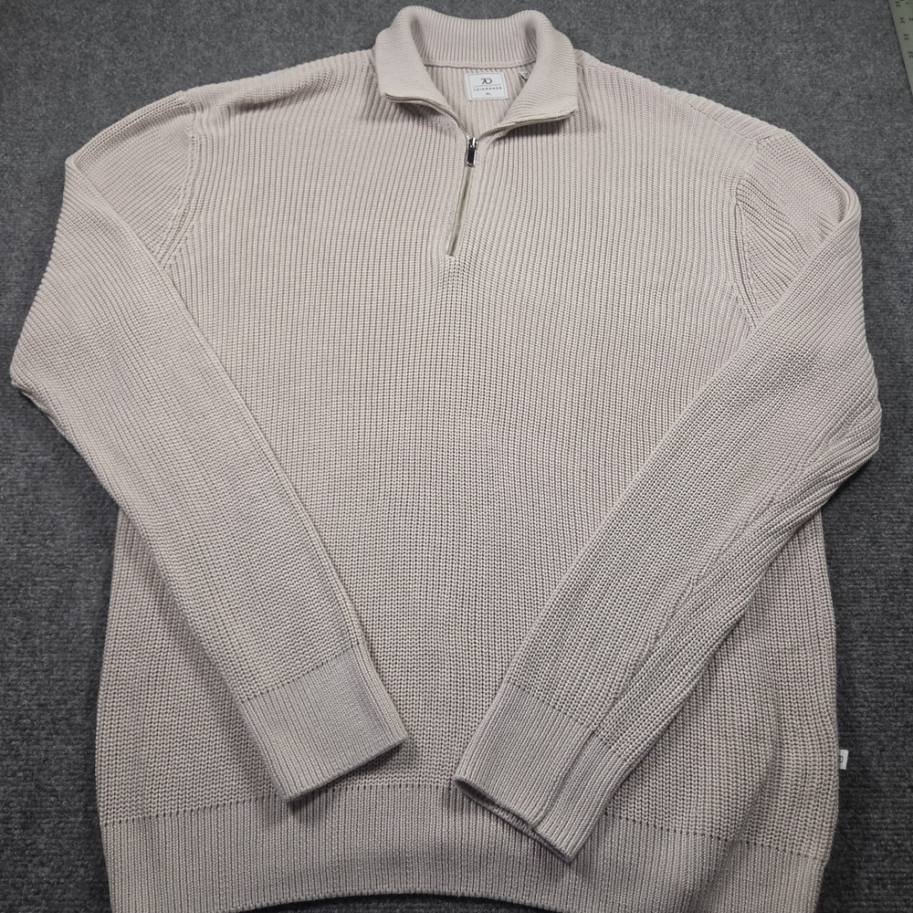 7 Diamonds Quarter Zip Polo Sweater Mens Large XL Pullover Knit Oatmeal